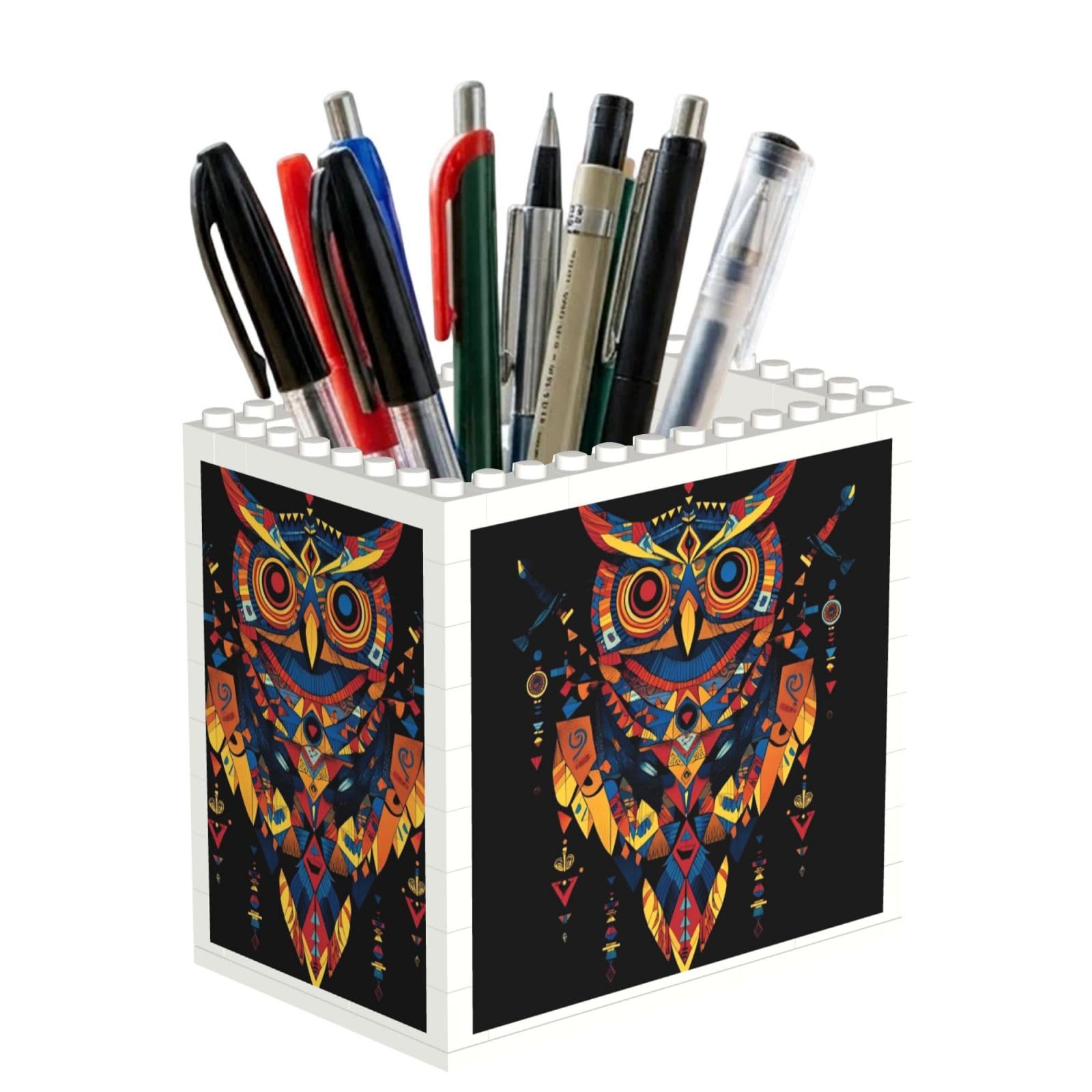 SXZVVBN Mysterious Owl Building Block Desk Tidy ABS Organiser
