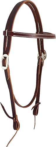 CHALLENGER Caballo Western Tack Browband Stitched Latigo - Cabezada de cuero con extremos de corbata 78189