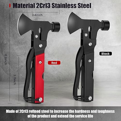 Miniatura 4 de Martillo de hacha multiherramienta 14 en 1, equipo de campamento, hacha de hacha multiherramienta, esenciales para campamento, supervivencia al aire