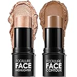 FOCALLURE 2 Pcs Mineral Cream Contour Stick,Moisturize Highlighter and Bronzer Pen,Non Stick Face Brightens & Shades Pencil,Long Lasting & Smooth Gliding Face Illuminator Makeup,Medium