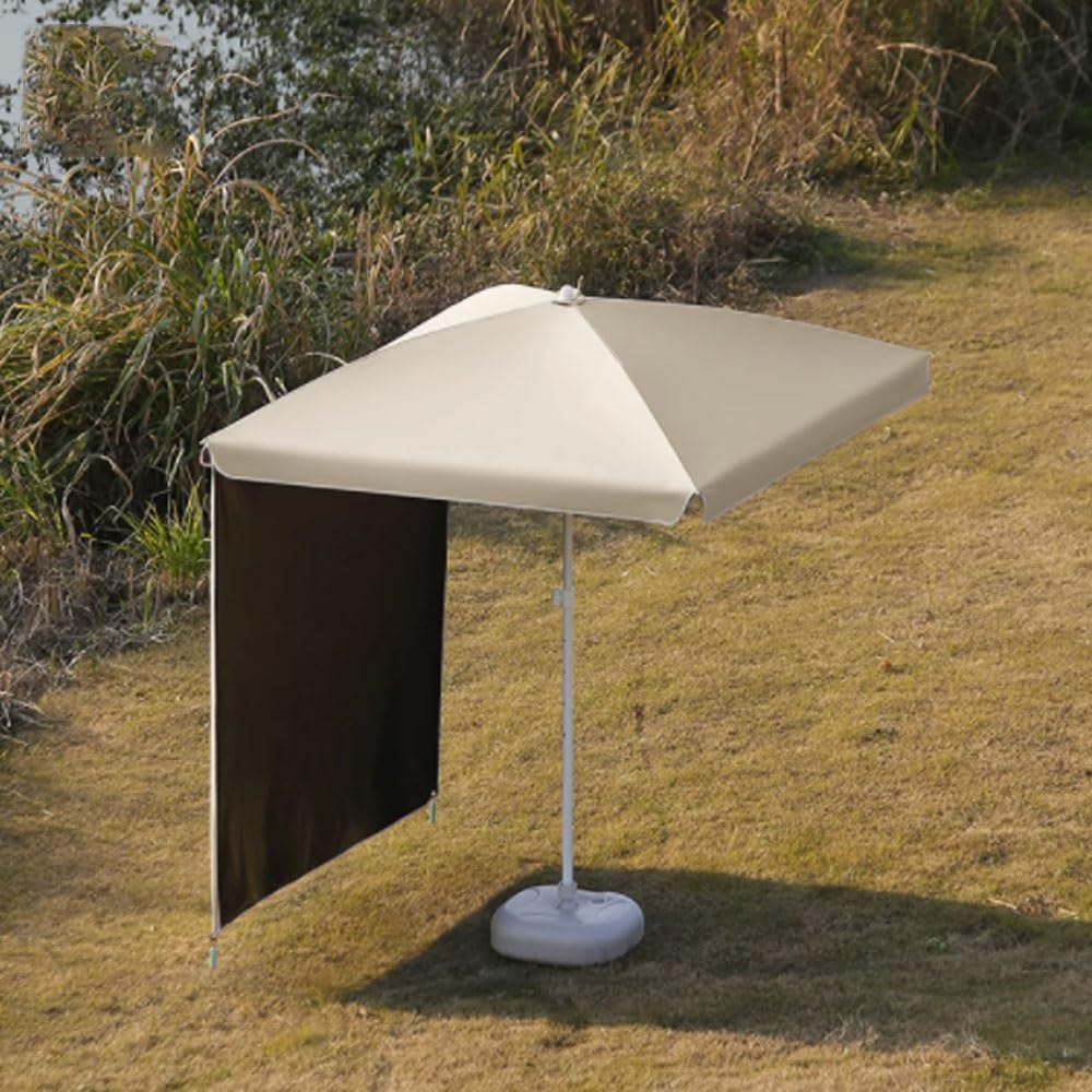 Przenośny parasol plażowy 1,5 m 2 m z zasłoną przeciwsłoneczną - na zewnątrz osłona przeciwsłoneczna na kemping, do ogrodu, na piknik, trawnik, ochrona przed promieniowaniem UV, lekki, łatwy montaż