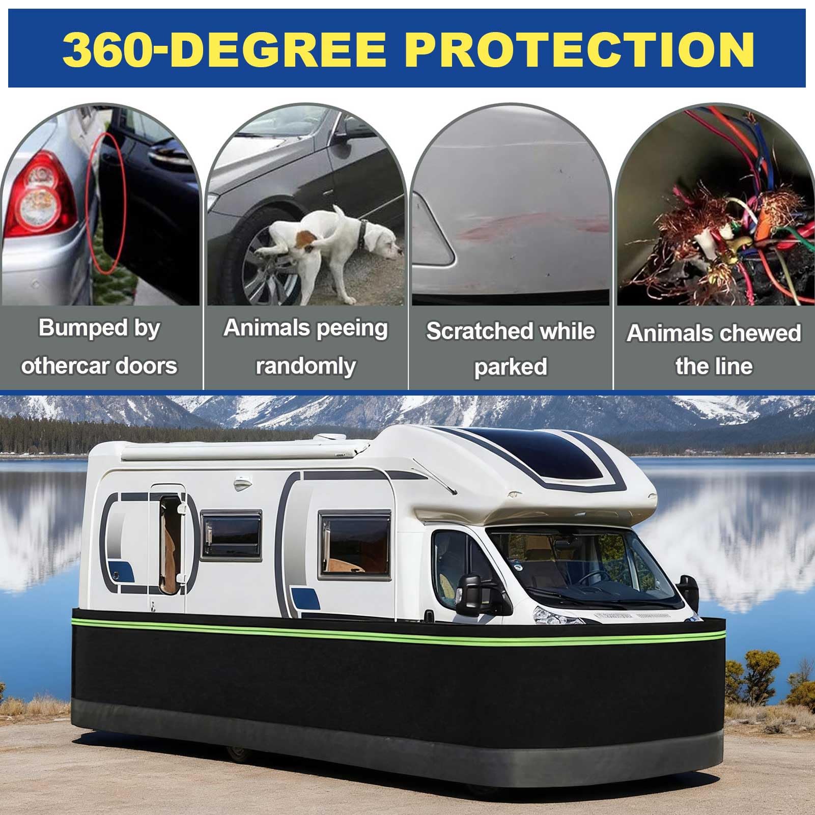 Łatwa instalacja listwy do kampera, podróżna spódnica koła do domu mobilnego na zewnątrz, PCW z ciasną żelazną siatką i zamkiem, wygodna osłona koła do przechowywania kampera do ogrodu, na zewnątrz
