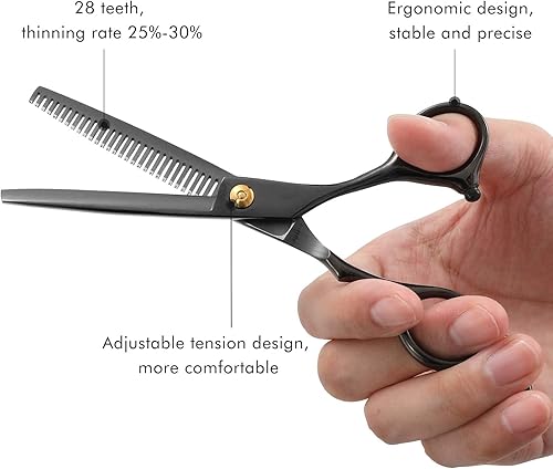Miniatura 4 de LIVINGO Tijeras de corte de pelo kit profesional de peluquería de adelgazamiento 9 piezas acero inoxidable de 67 pulgadas con textura afilada