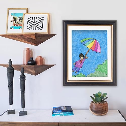 Miniatura 7 de Falling in Art Marcos negros para niños, marco de fotos de 8.5 x 11 pulgadas con paspartú y 9.5 x 12 pulgadas sin paspartú, marcos de arte para