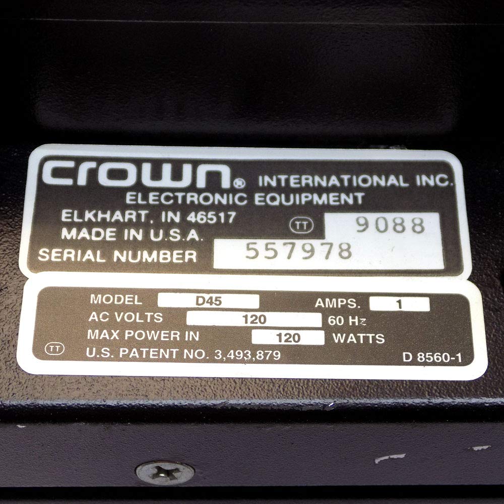 アンプ CROWN / AMCRON D-45 Made in USA Amazon.com: D-45 Power Amplifier : Musical Instruments