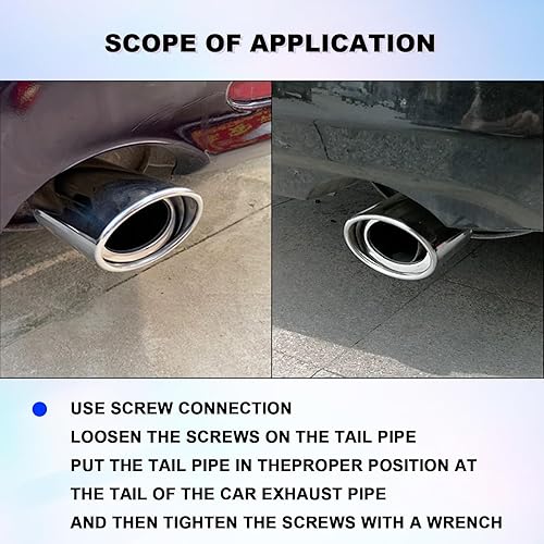 Miniatura 4 de Punta de escape de automóvil de acero inoxidable, 2.5 a 3.3 pulgadas, decoración de automóvil ajustable con acabado cromado, tubo de escape