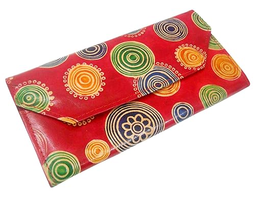 Circles Design Genuine 100% Pure leather Embossed Handmade Colorful Shantiniketan