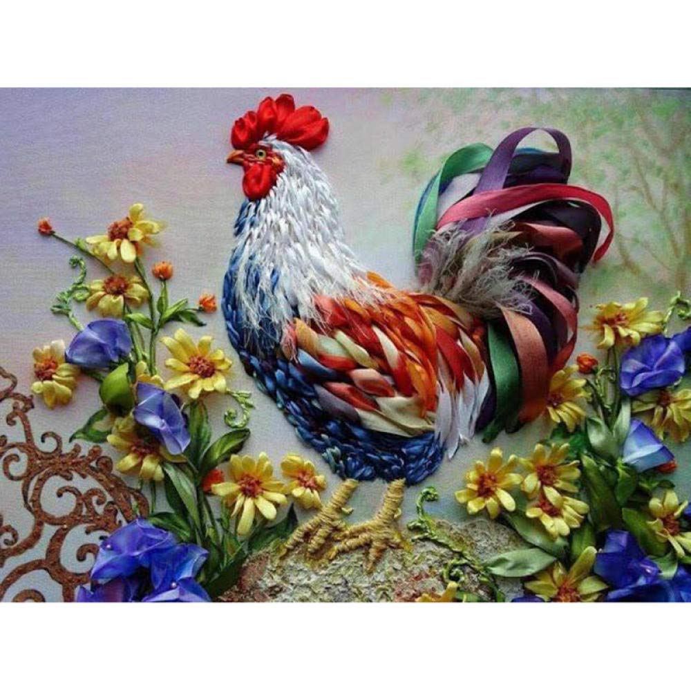 DIY Diamantmalerei Set – Vollbohrer Hahn-Henne Motiv, 50x60 Cm, Inkl. Werkzeuge