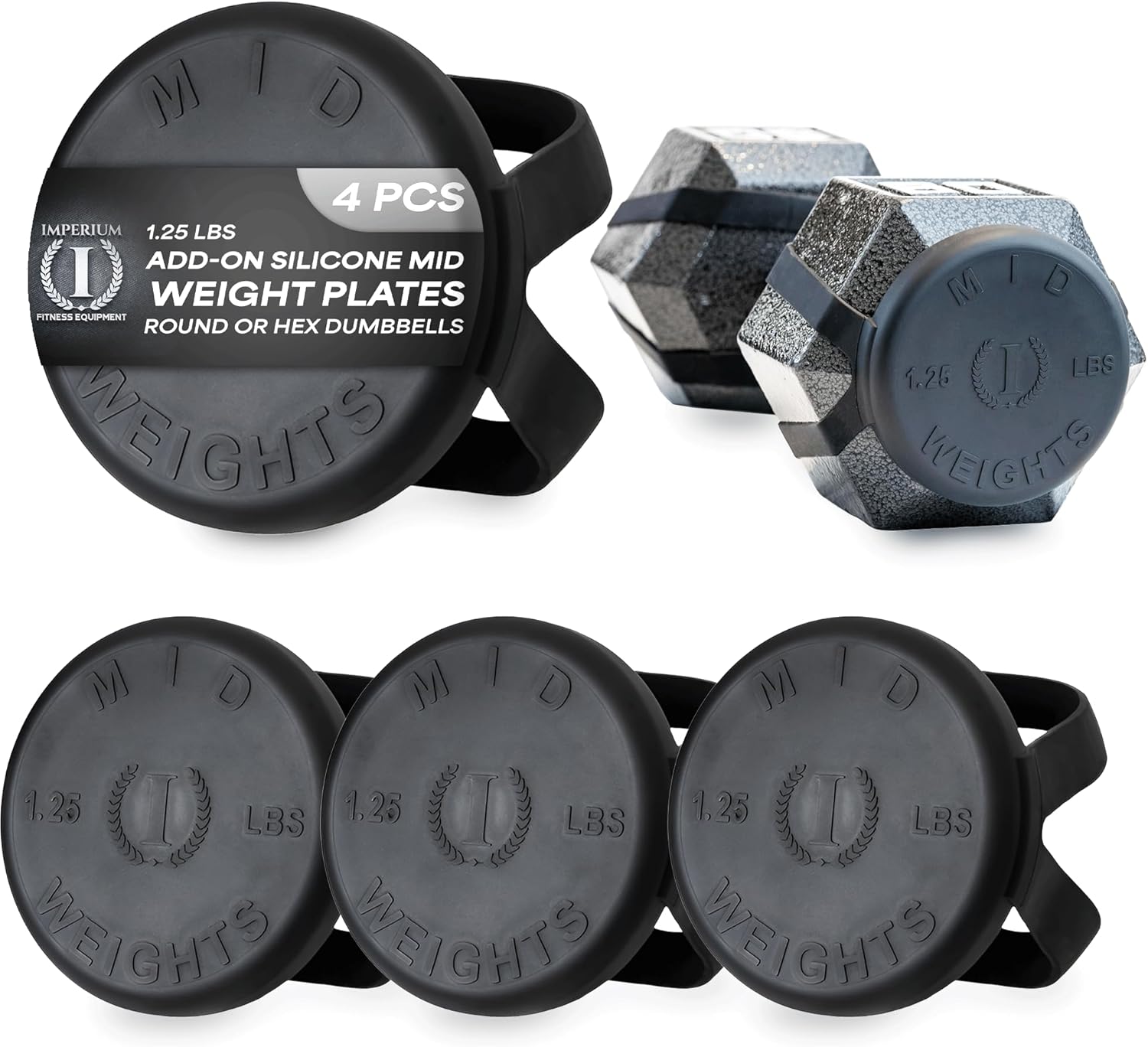 Micropesos de silicona de peso medio para mancuernas redondas o hexagonales, 1.25 libras. Añade peso para mancuernas, pesos fraccionarios para