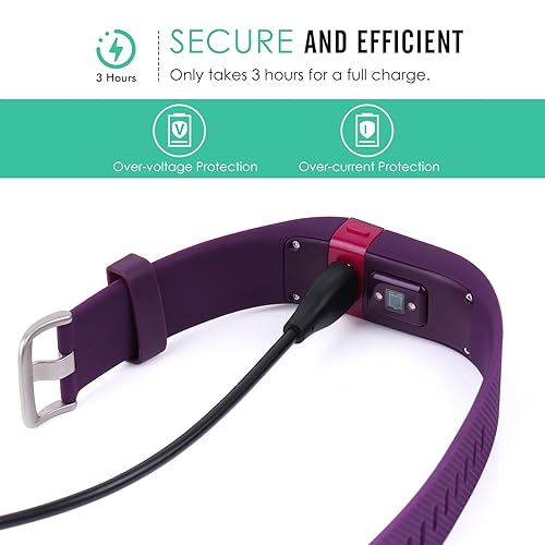 Miniatura 3 de MoKo Cable de carga compatible con Fitbit Charge HR, cargador USB de repuesto para Fitbit Charge HR Wireless Activity Smartwatch pulsera, color negro