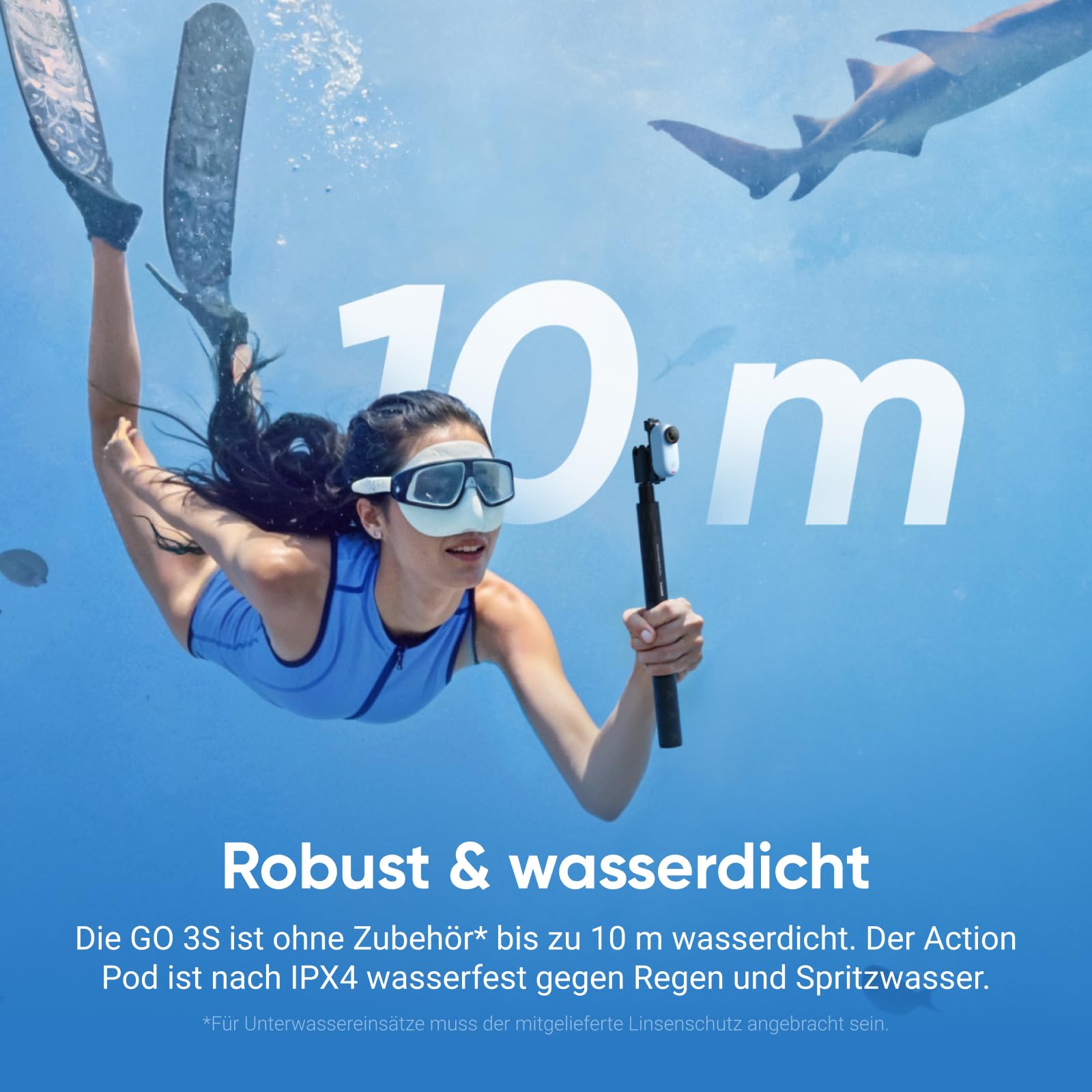 Insta360 GO 3S 128 GB 4K Mini Vlog Kamera, Stabilisierung, 140 min Akku, 10 m wasserdicht, KI-Bearbeitung, Apple Find My