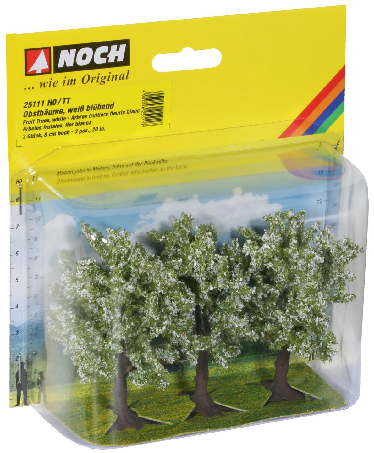 Noch 25111 8 cm High White Fruit Trees Landscape Modelling (3-Piece)