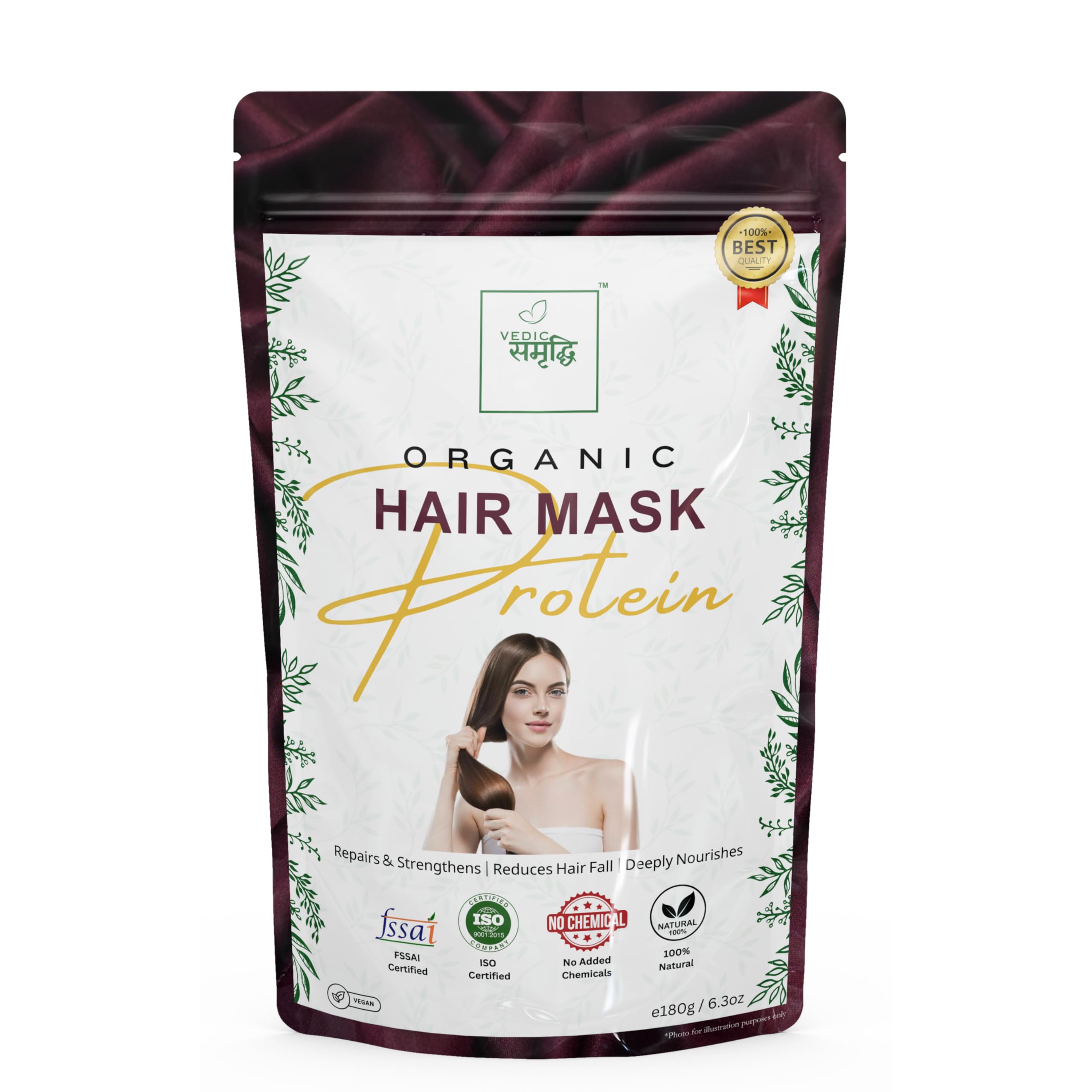 Samriddhi Organics 100% Natural Protein Hair Mask | Strengthens & Nourishes Hair | Herbal Protein Treatment for Smooth & Healthy Hair | No Chemicals & Preservatives | 180g-image-8