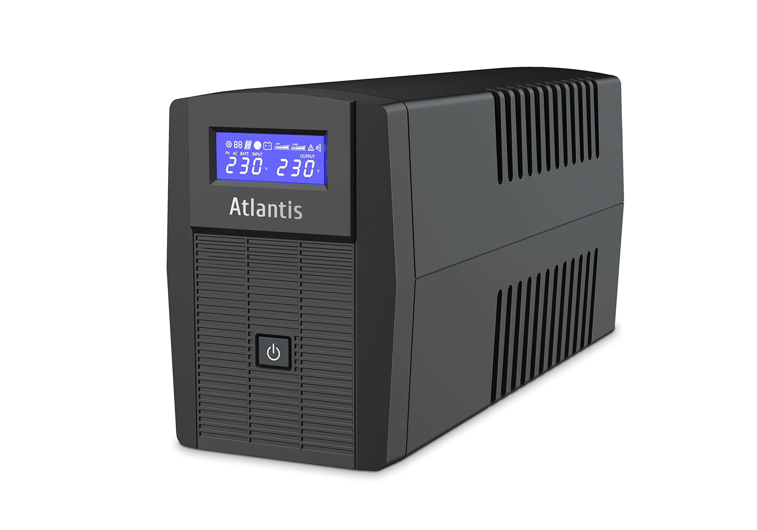 Atlantis A03-HP1003 Gruppo di Continuità Onda Sinusoidale Pura 800VA 480W Line Interactive LCD USB-HID 2 uscite Shuko