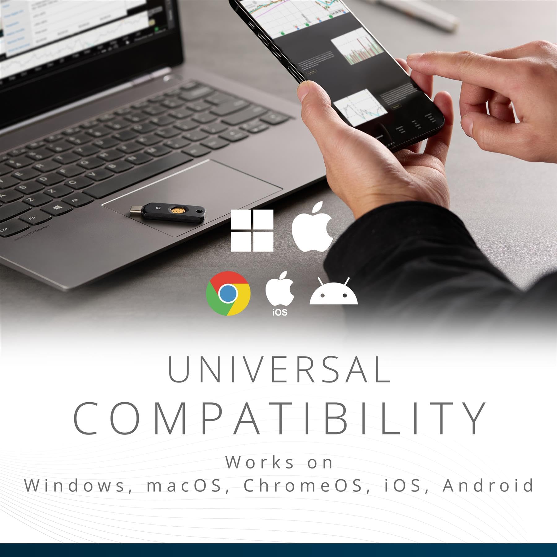 Kensington Llave de Seguridad USB-C VeriMark NFC+ con Passkey | Certificación FIDO2 Nivel 2, CTAP 2.1, autenticación NFC y USB-C para acceso seguro sin contraseña