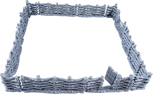 Juego de vallas de madera para terreno, 16 piezas con puerta de apertura, ideal para juegos de rol de mesa a escala de 281.260 in, mazmorras y