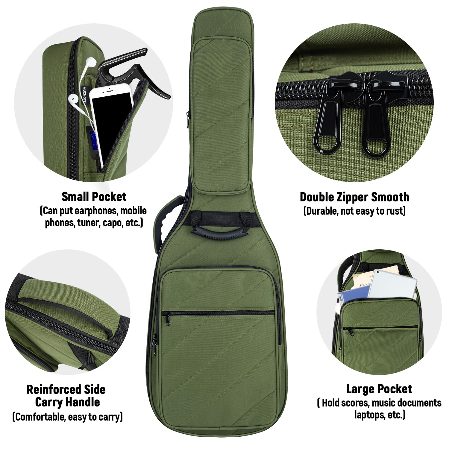 Funda para guitarra eléctrica de 41 pulgadas con acolchado de 15 mm, mochila impermeable suave para guitarra, correa de hombro ajustable, perfecta para la práctica diaria y protección del