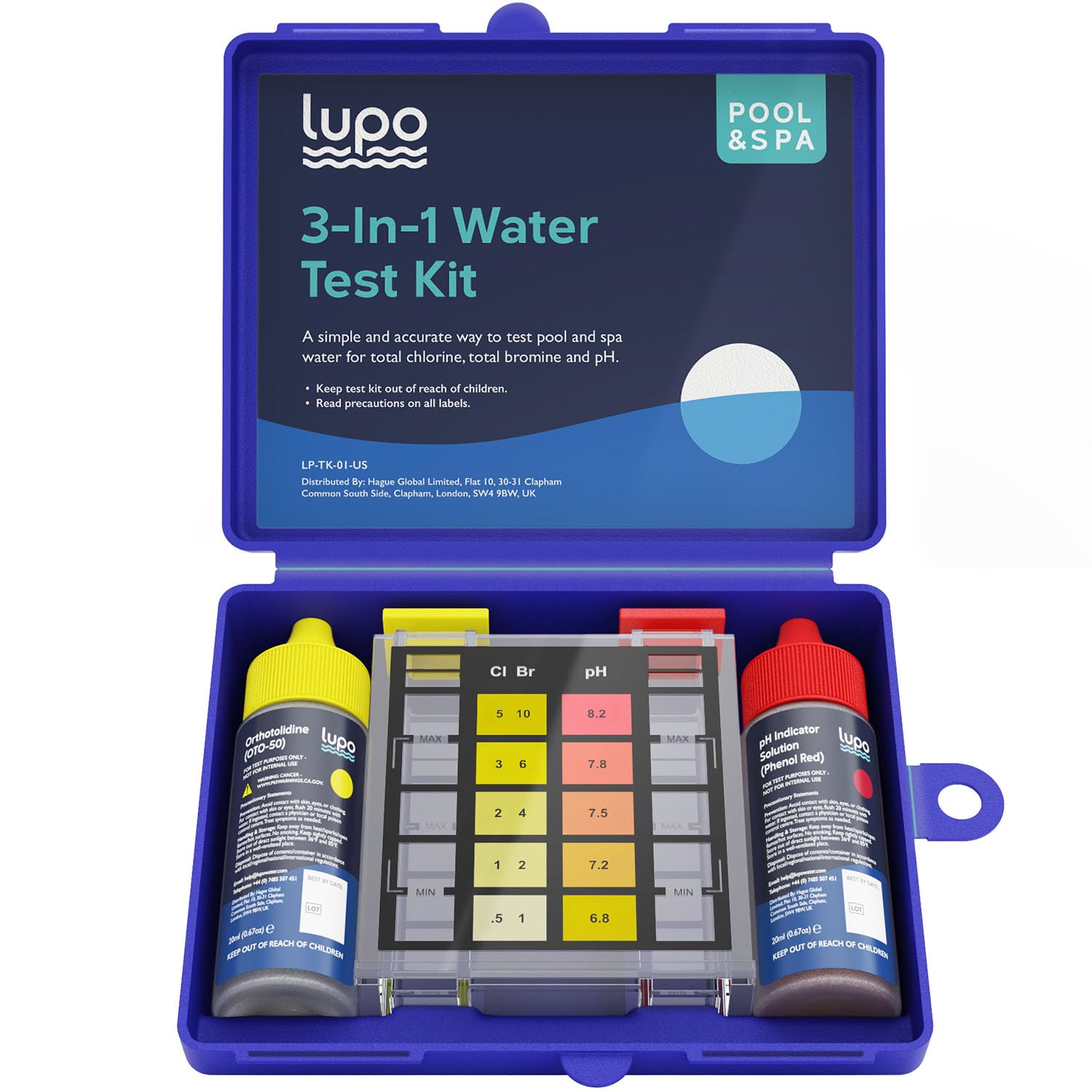 Lupo 3-in-1 Pool Test Kit | Pool Testing Kit for Residential Swimming Pools