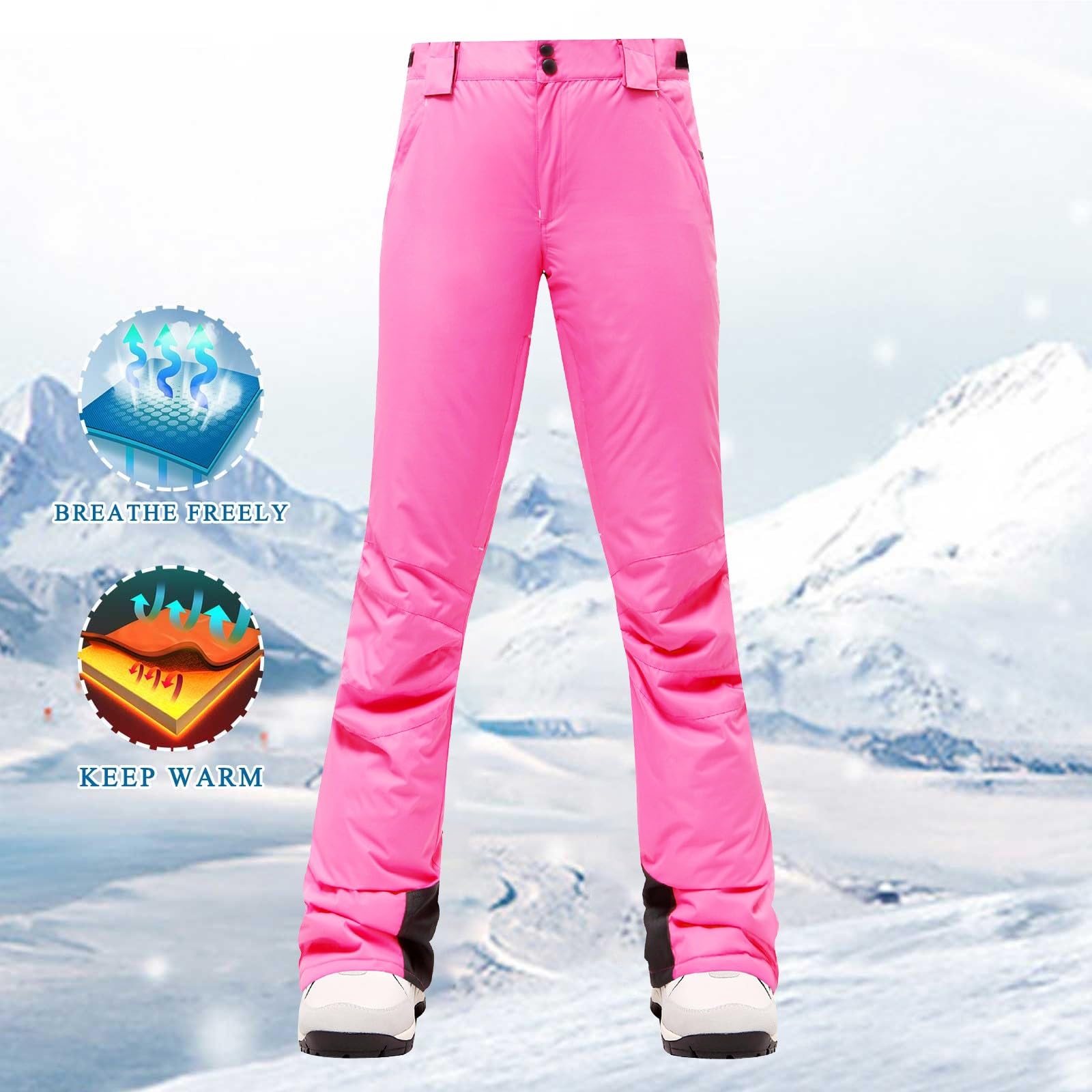 Leggings foderati in pile da donna, pantaloni da sci e neve, leggeri, leggings da palestra