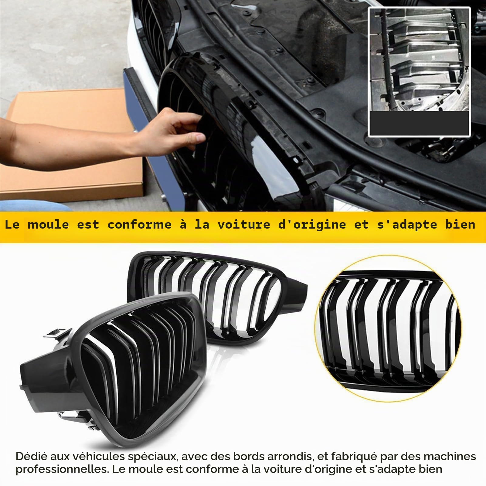 TTCR-II 2PCS Kidney Grille Avant Compatible avec BMW Série 3 F30 F31 F35