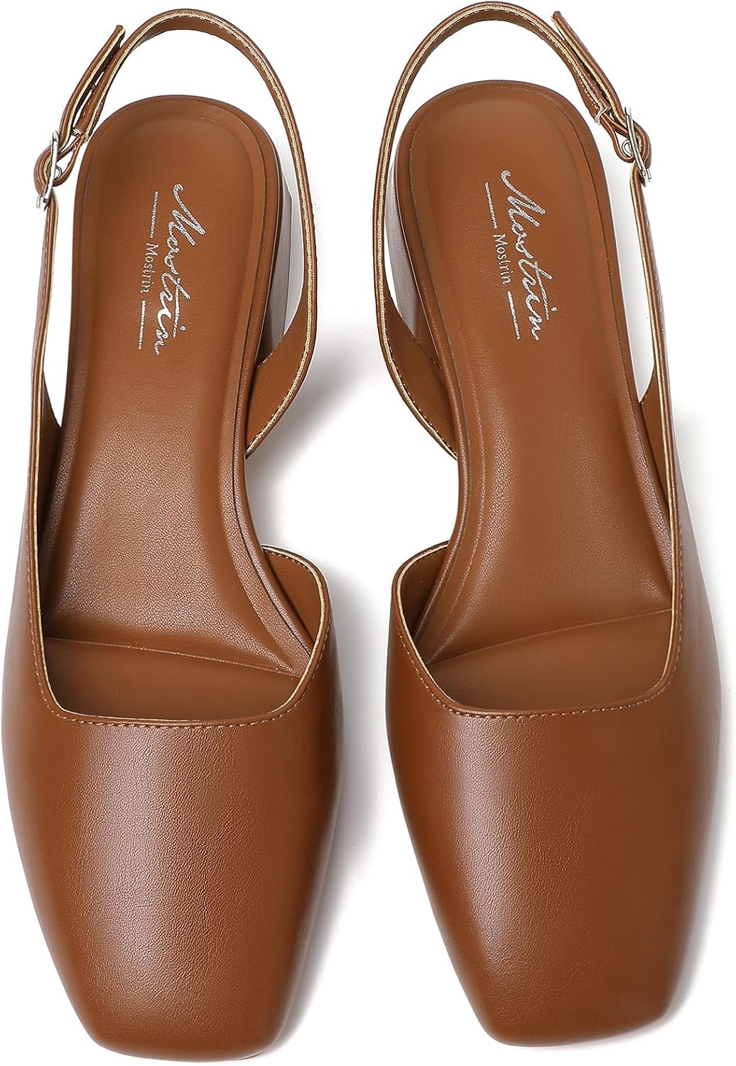 Mostrin Womens Chunky Low Heels D'Orsay Slingback Block Heel Pumps Closed Square Toe Dress Shoes for Work Office Daily Wedding - Image 8