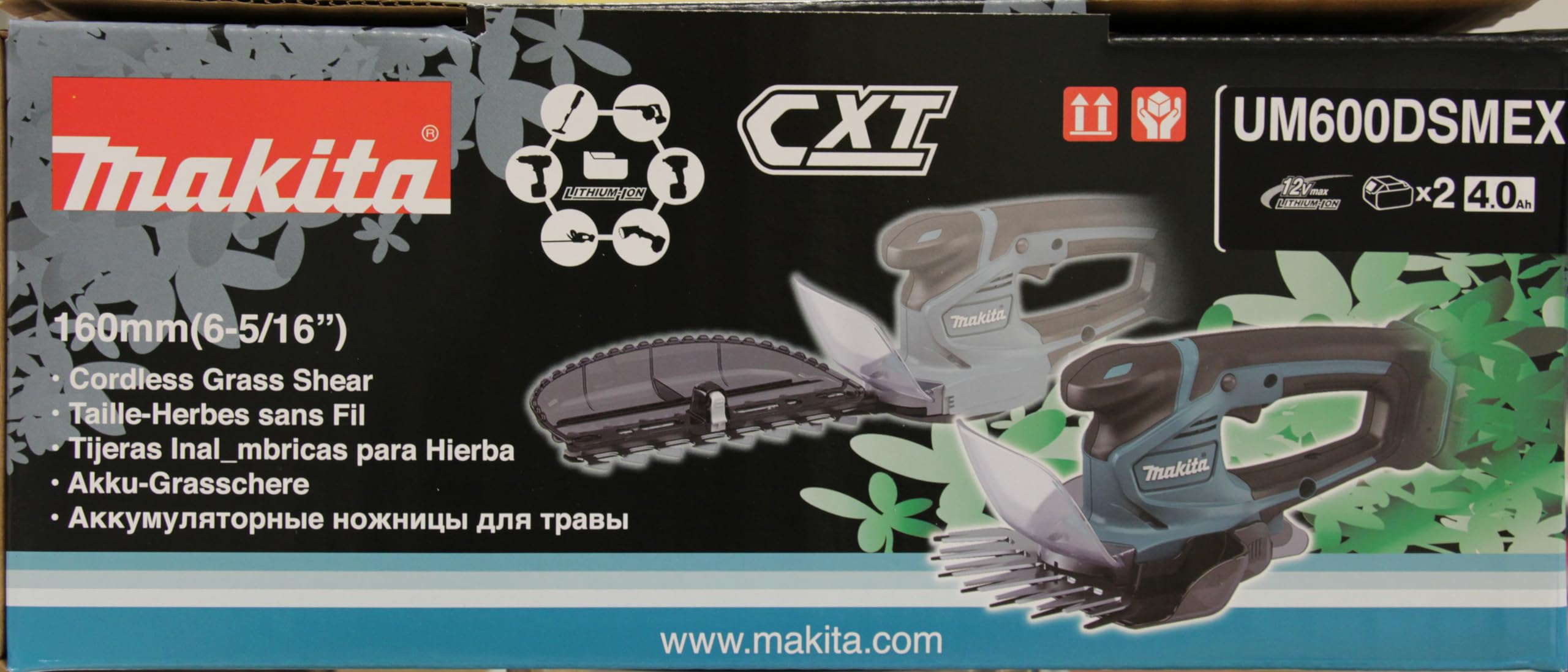 Makita UM600DSMEX akumulatorowe nożyce do trawy/krzewów 10,8 V/4,0 Ah, 2 akumulatory + ładowarka