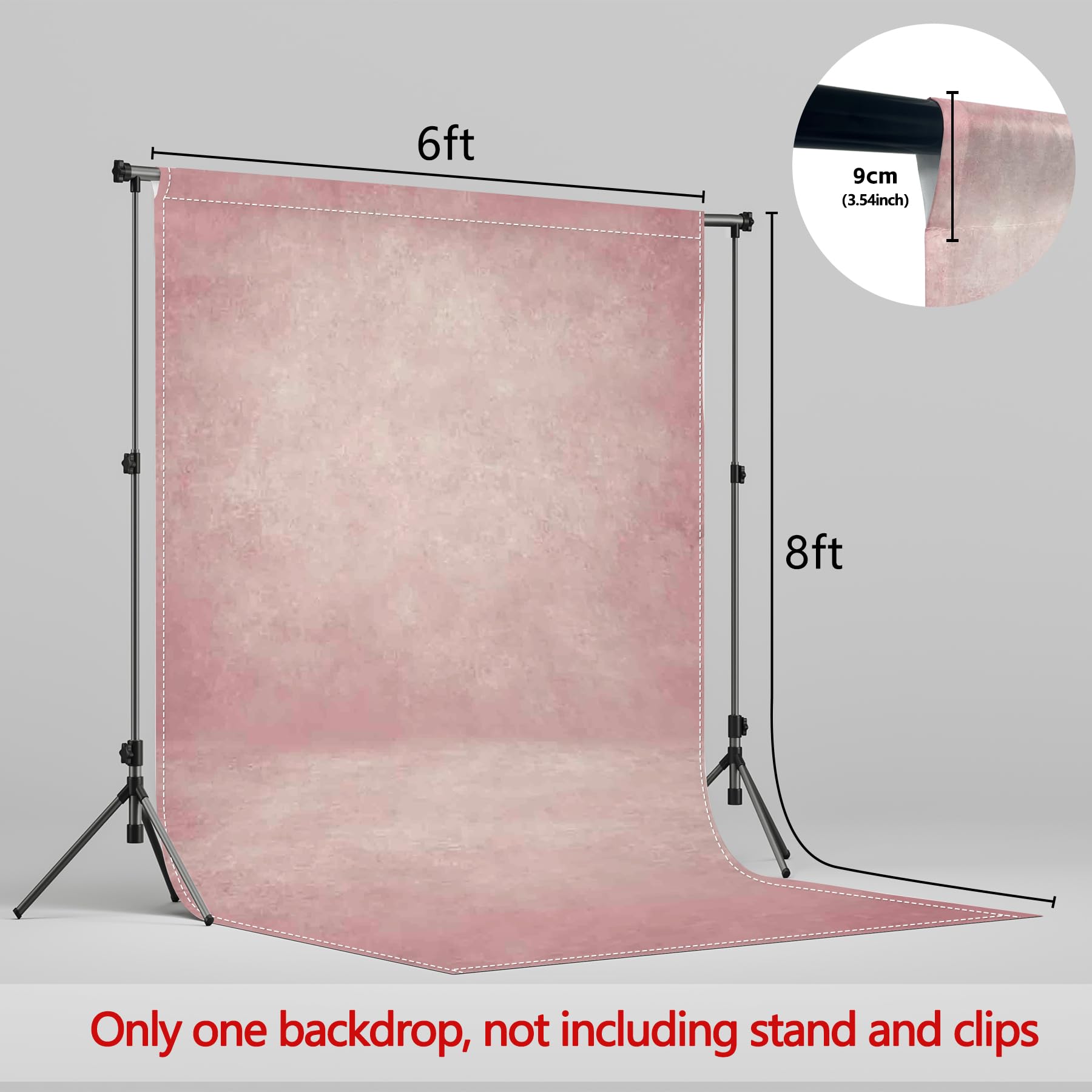 ZTHMOE 5x7ft Fabric Blue Abstract Texture Photography Backdrop (No Stand No Clips) Portrait Photoshoot Background Adult Newborn Child Headshot Photo Studio Props Booth Rod Pocket On Top: 6'x8' Pink