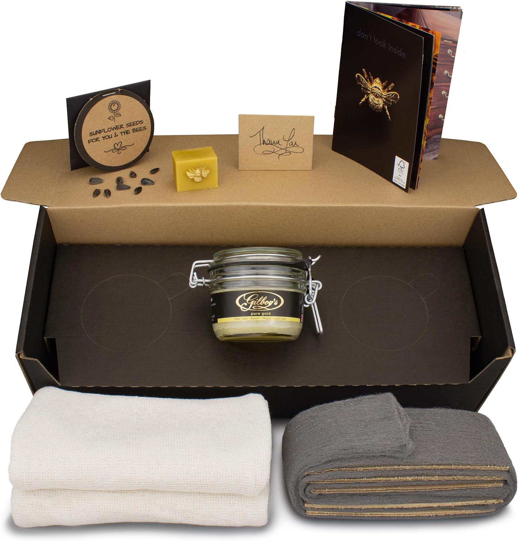 Premium Clear Beeswax Furniture Polishing Kit ('pure gold')