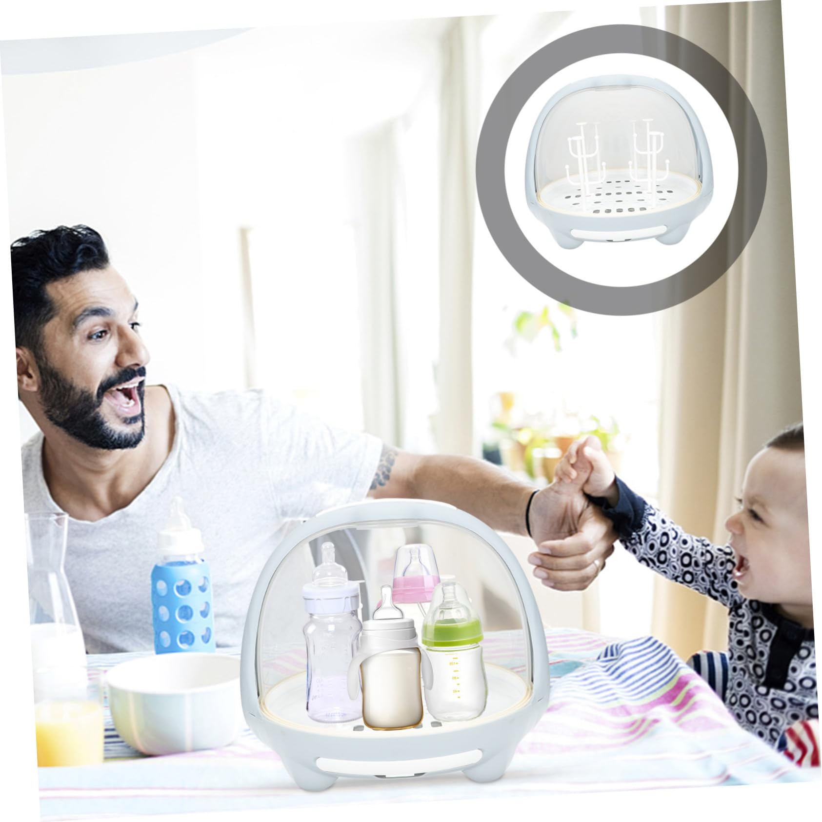 PACKOVE Boîte de Séchage pour Bouteilles Bleu en PP, Résistant aux Dommages, Utilisable à Sec et Humide, Organise Biberons et Vaisselle pour Bébé, Cuisine