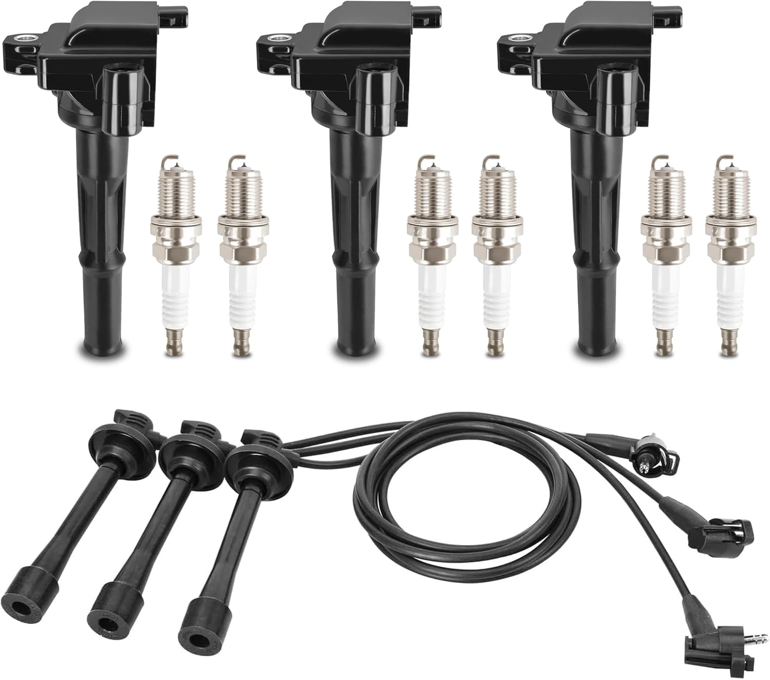 HYR Ignition Coils and Iridium Spark Plugs and Wires Ignition Coils Pack Fit for Toyota, 1996-2002 4Runner, 1995-1998 T100, 1995-2004 Tacoma, 2000-2004 Tundra, 3.4L Replaces UF156 C1041
