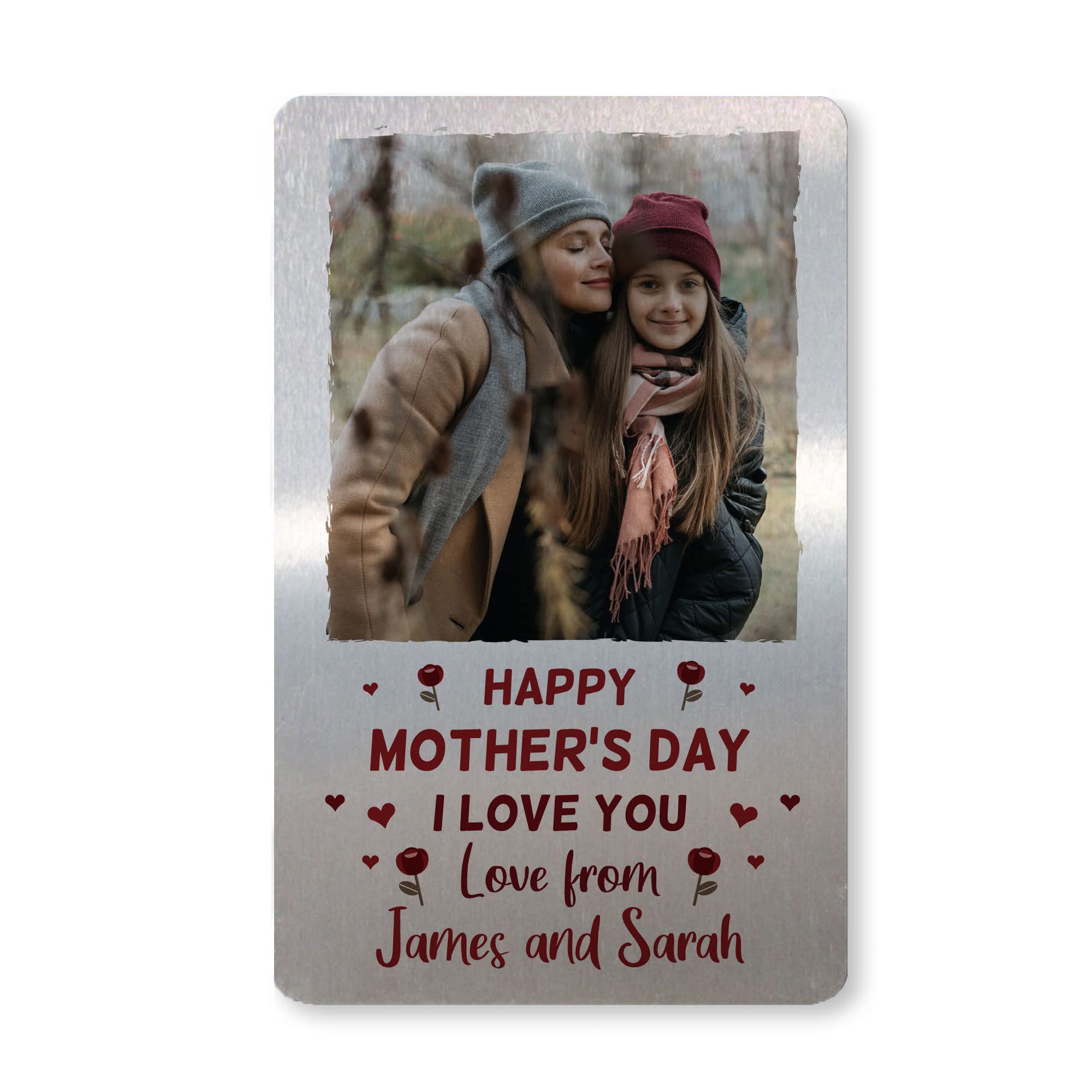 RED OCEAN Mothers Day Personalised Gifts Metal Photo Card Gift For Mum Mummy Novelty Keepsake Gift From Daughter Son