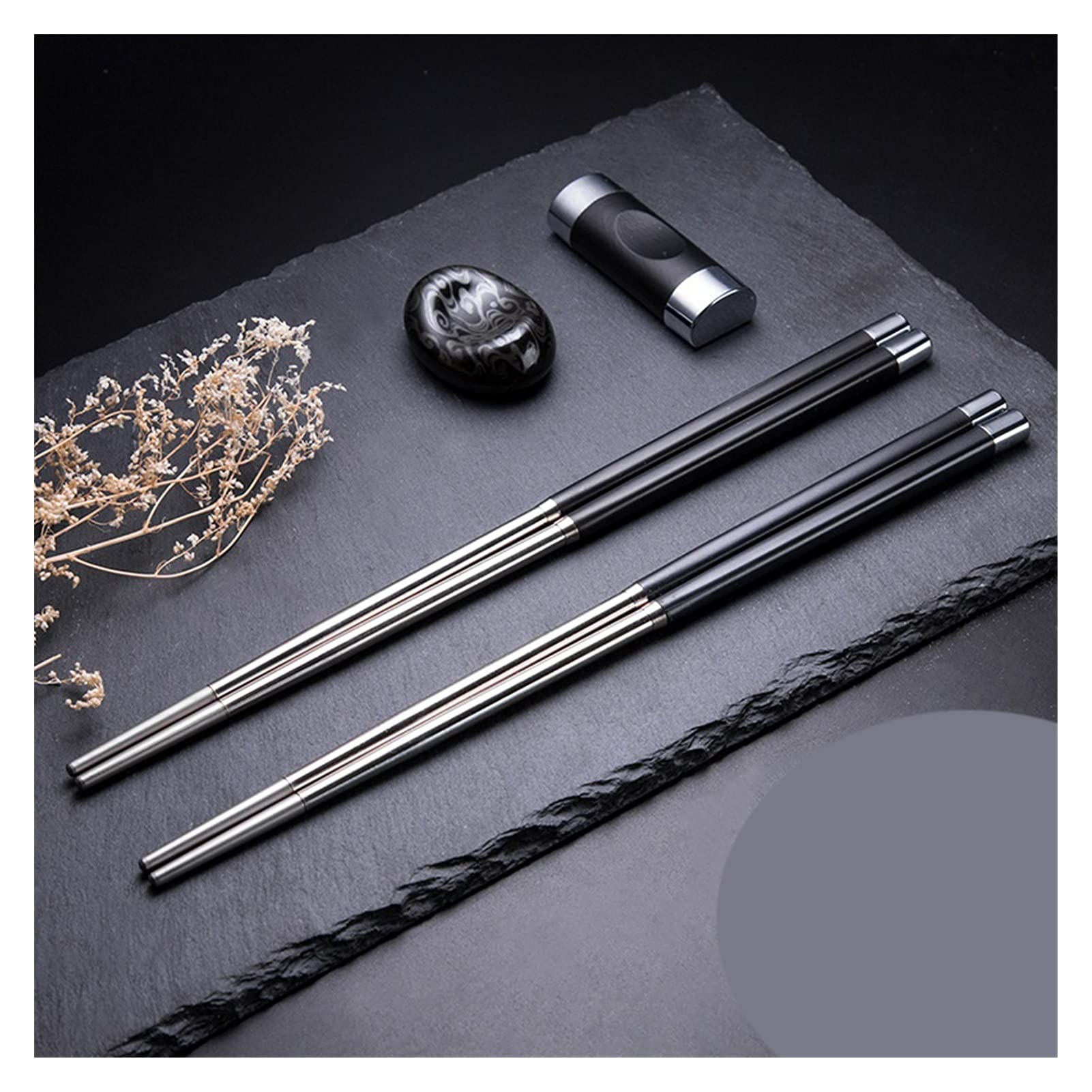 100 paires de baguettes japonaises Set 304 Baguettes de voyage réutilisables en acier inoxydable cadeau