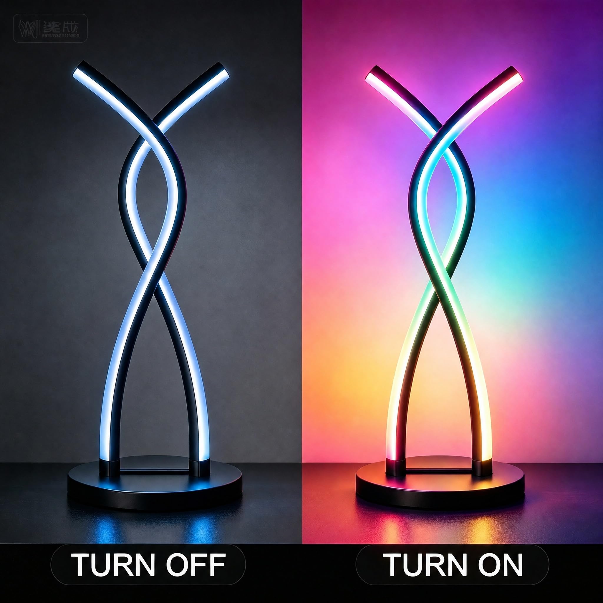Lampada da tavolo moderna a LED a spirale, lampada da tavolo intelligente RGB con sincronizzazione musicale e controllo app, luce notturna che cambia colore fai da te, design unico USB 5 V, per