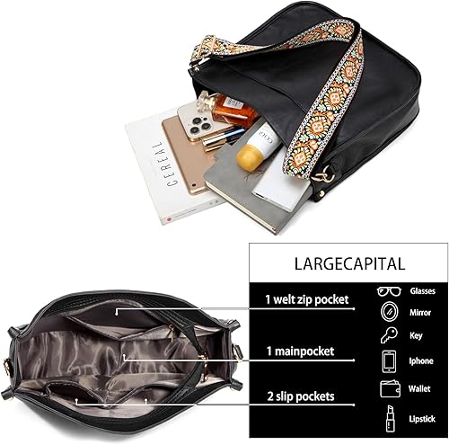 Miniatura 3 de Crossbody Purses for Women Trendy - Vegan Leather Shoulder Bag Designer Hobo Handbags with 2 Wide Straps