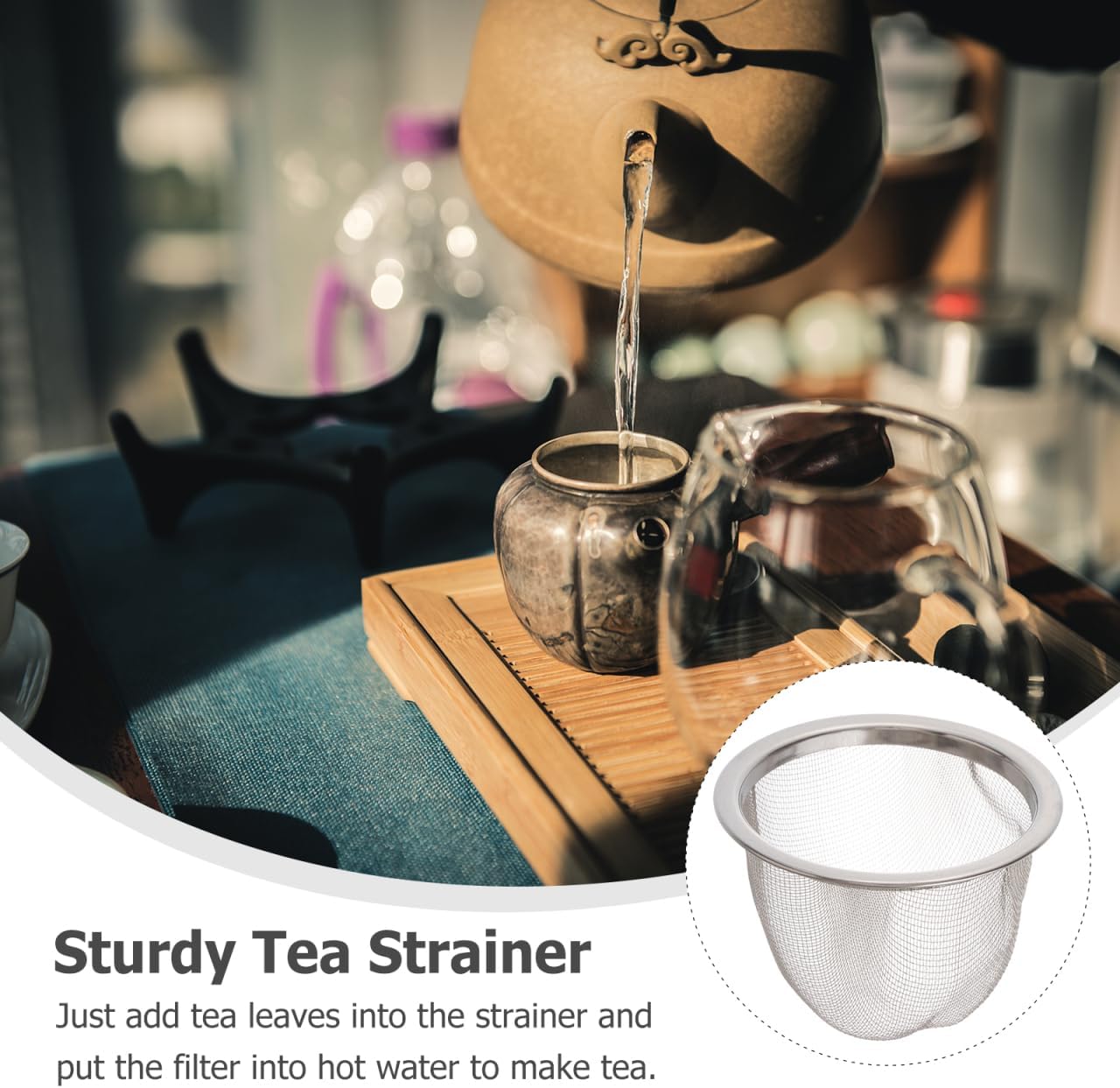 Yardwe Stainless Steel Tea Strainer Infuser for Loose Leaf Tea Fine Mesh Filter for Herbs and Spices 2.55 Inch Round 8 Pack for Home Office and Daily Brewing