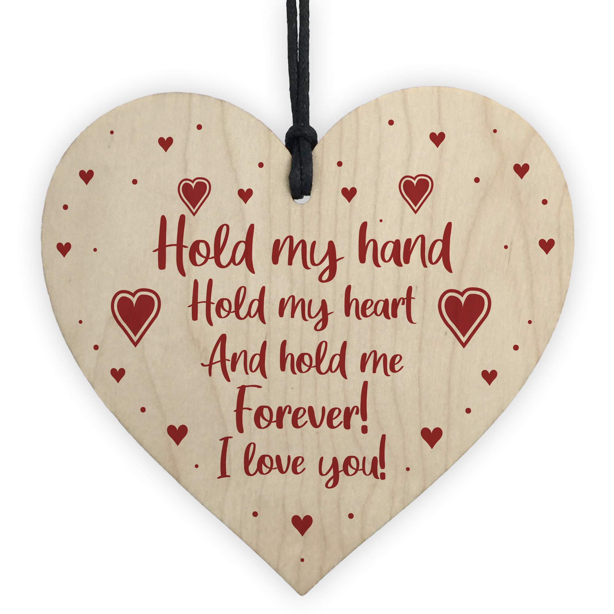 Red Ocean Wooden Heart For Couple Anniversary For Him Her Valentines Day For Boyfriend Girlfriend