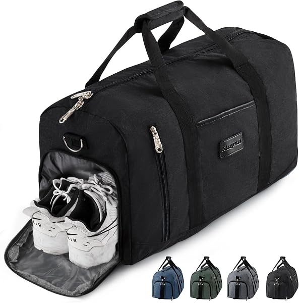 Rieeyrslza Sac de Sport 39L avec Compartiment Chaussures – Waterproof, Multiusage, à Bandoulière ou Fourre-toutt (Noir o1) - 1