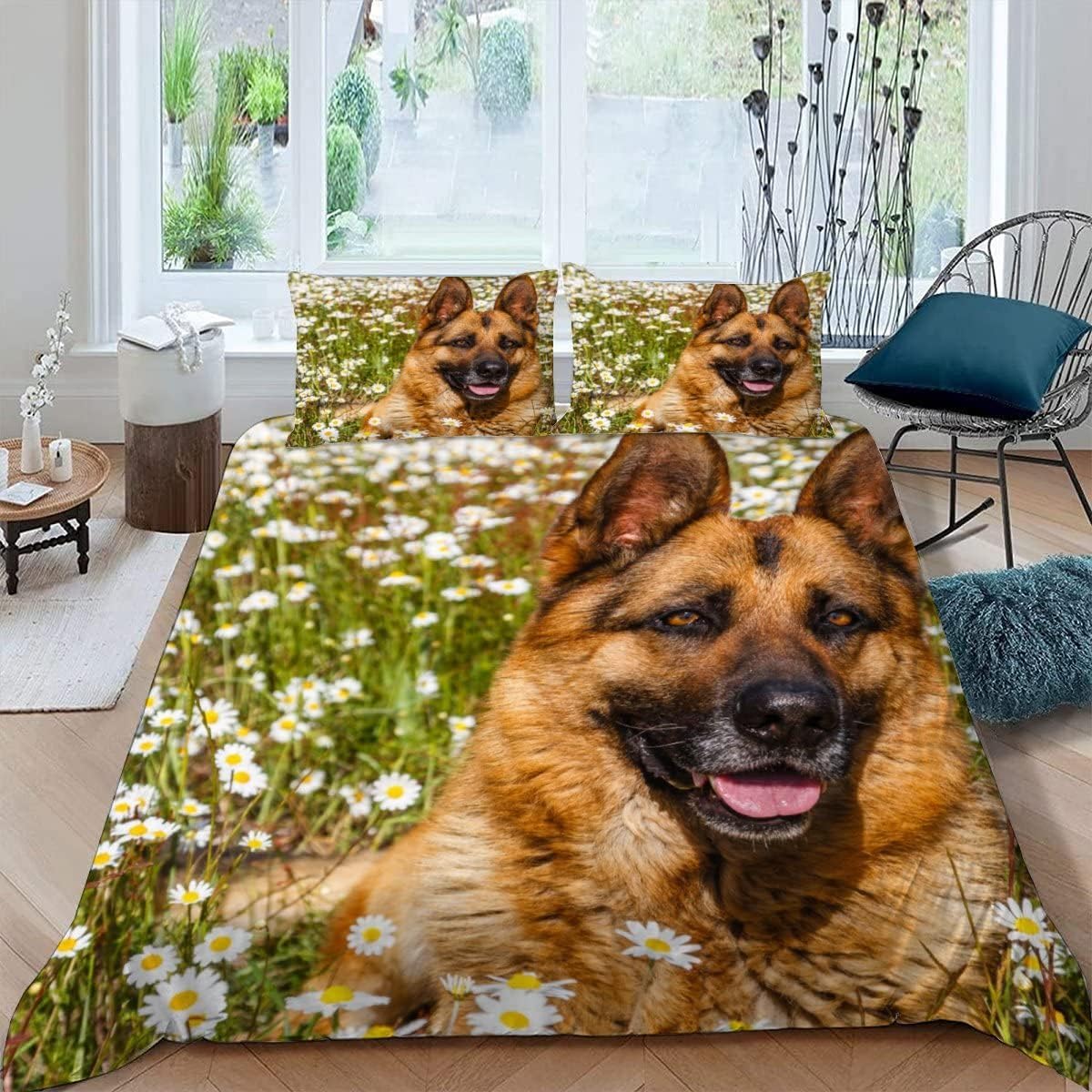Housse de couette chien 3D anti-acarien fermeture éclair facile d'entretien 240x220
