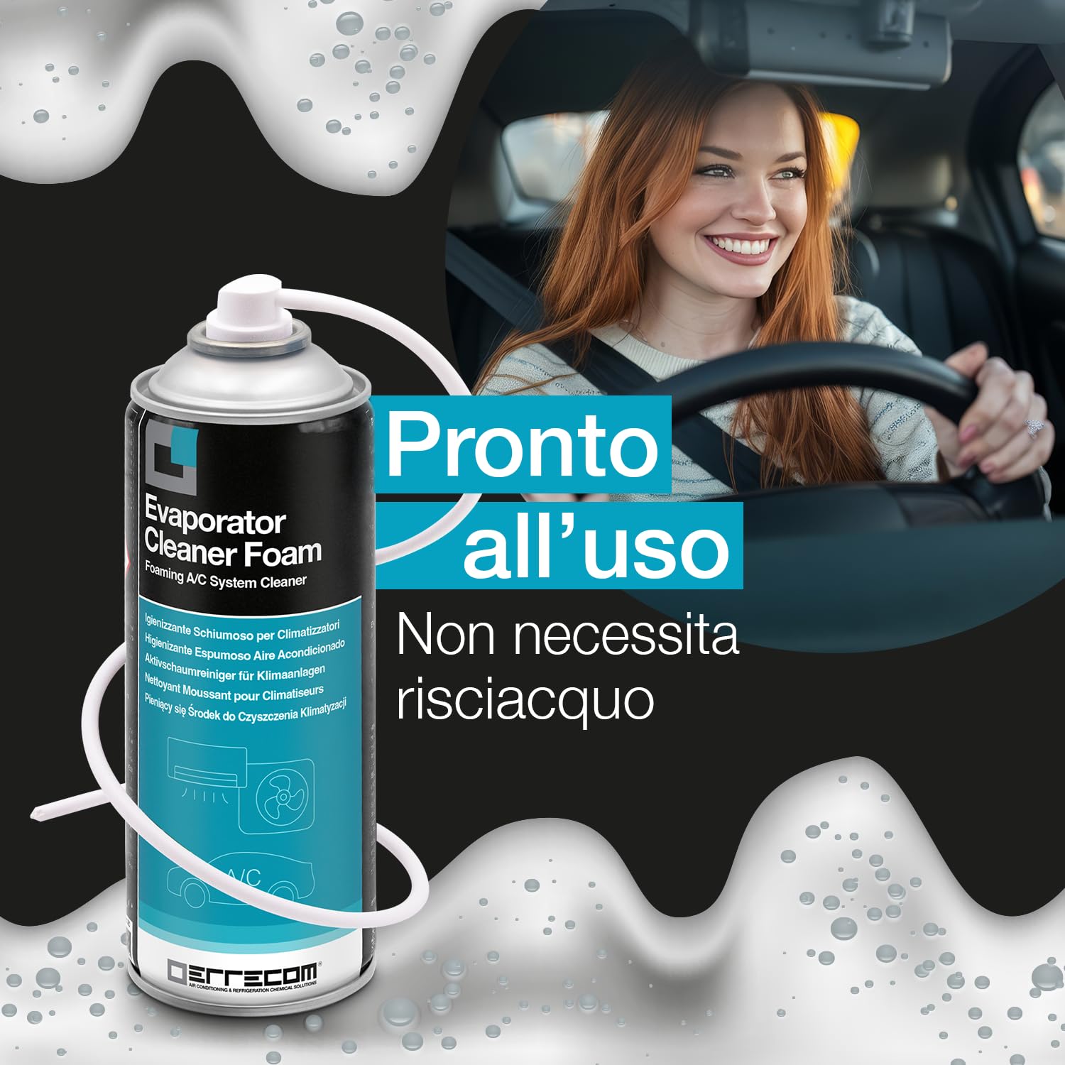 Errecom Evaporator Cleaner Foam – Pulitore Schiumoso per Climatizzatore Auto con Cannula Lunga | Alta Aderenza | Rimuove Sporco e Odori | Anche per Climatizzatore Casa | 12 x 400 mL