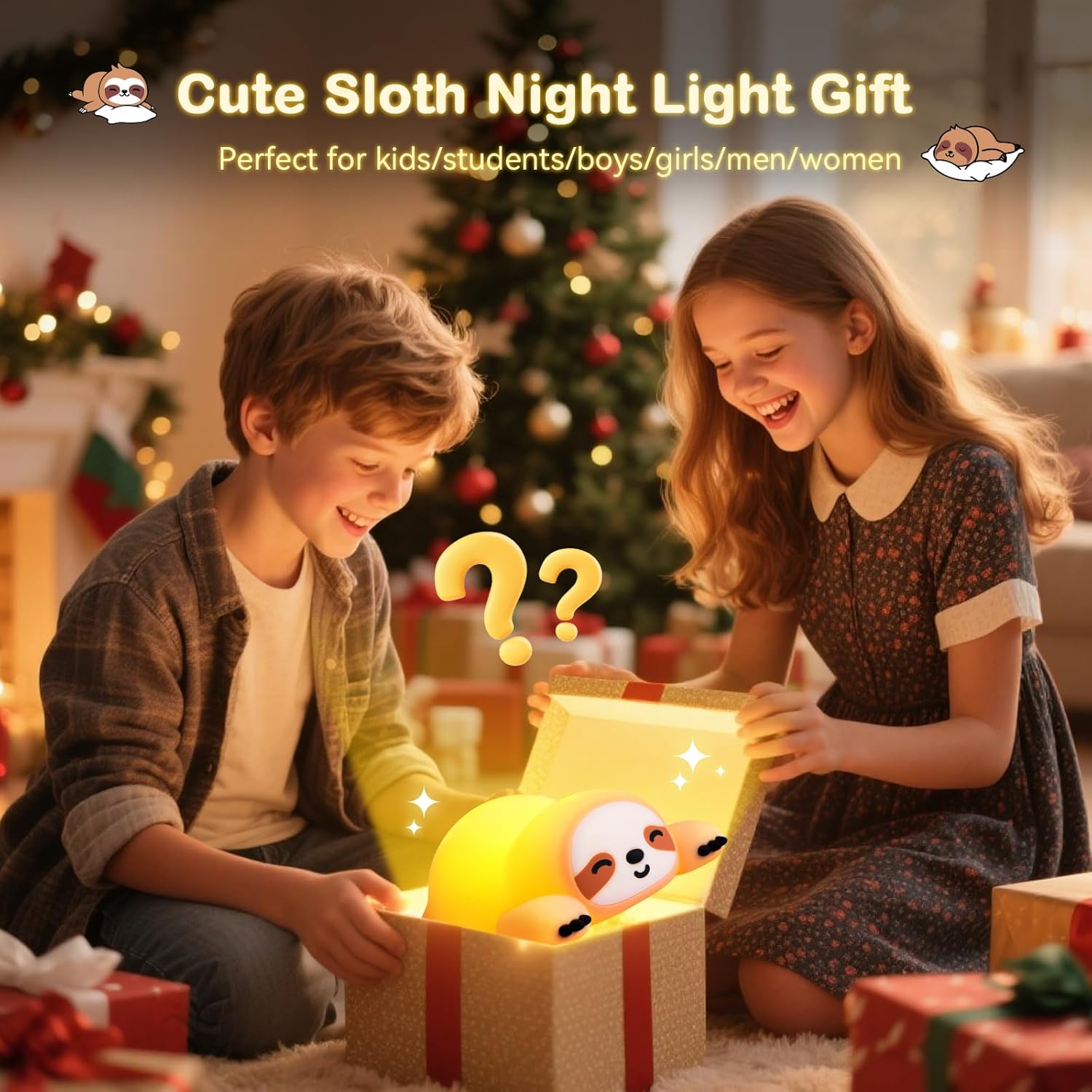 Cute Sloth Night Light for Kids, 3-Level Dimmable Nursery Nightlight, Silicone Squishy Light Up Sloth Gifts, Rechargeable Bedside Touch Lamp for Breastfeeding Toddler Baby Kids Decor - Image 6