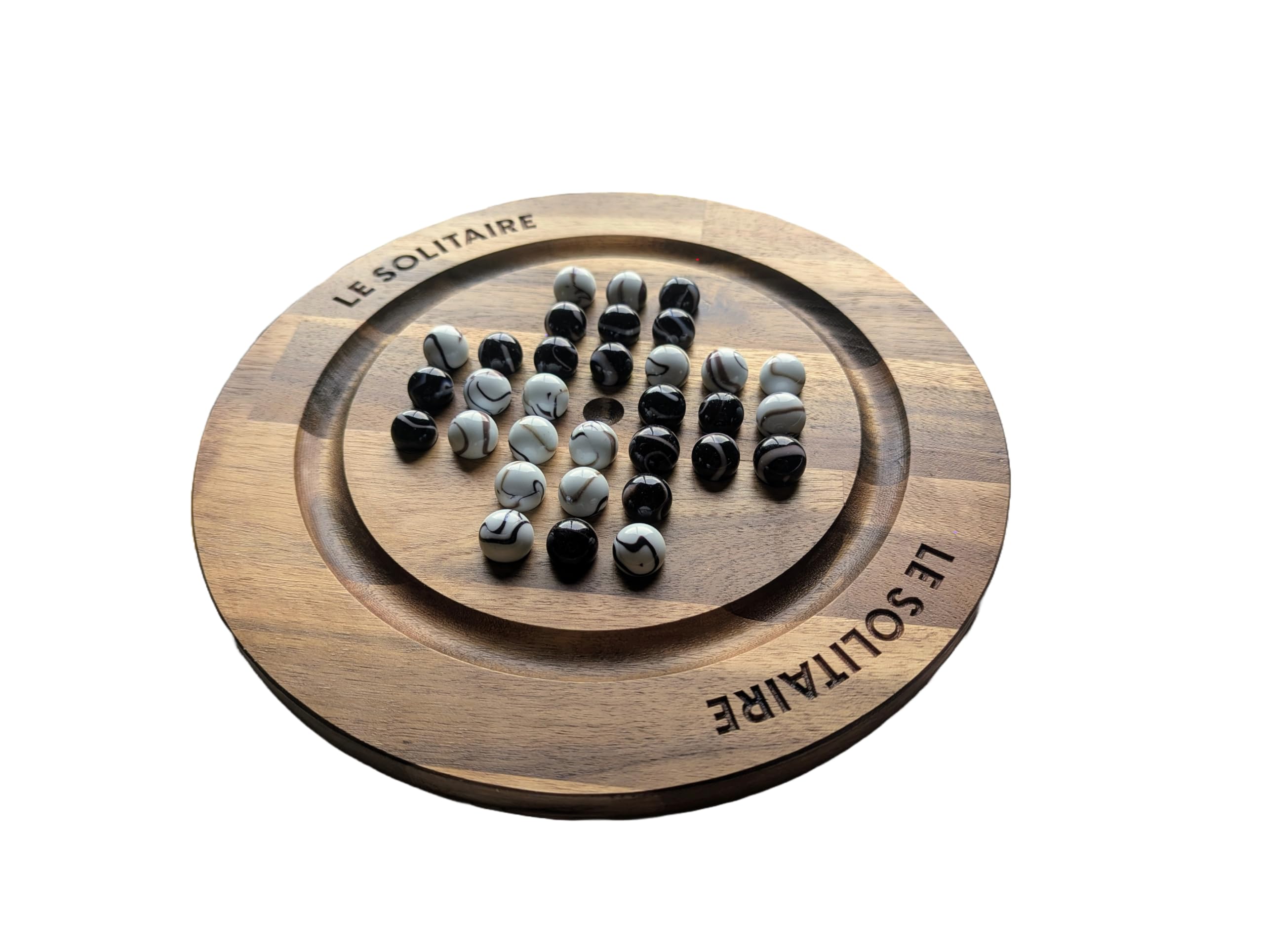 Générique Jeu de Solitaire en Bois d'Acacia – Billes en Verre