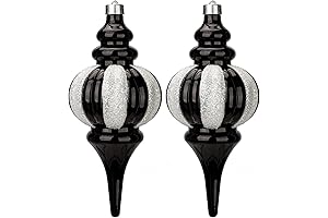 2 Pcs 10" Large Black and White Christmas Ornaments