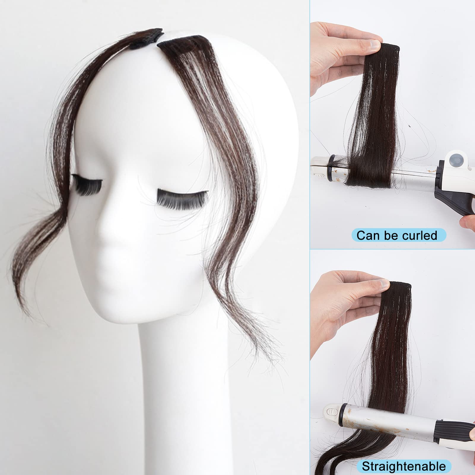 Clip-In Pony Seitlicher Pony – Dunkelbraun, 25 Cm, Aus Simuliertem Echthaar, Für Natürlichen Look