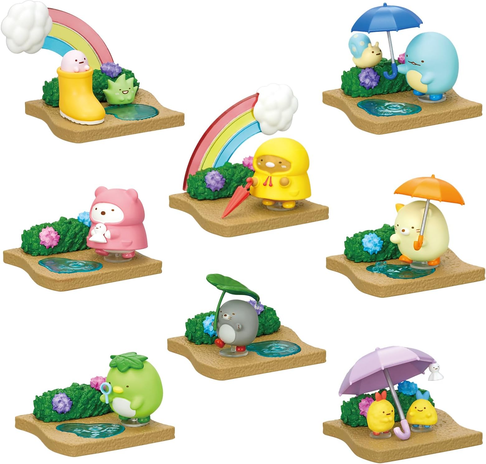 Sumikko gurashi Walking on a Rainy Day Blind Box - Includes 1 of 8 Collectible Mini Figurines - Fun and Versatile Decoration