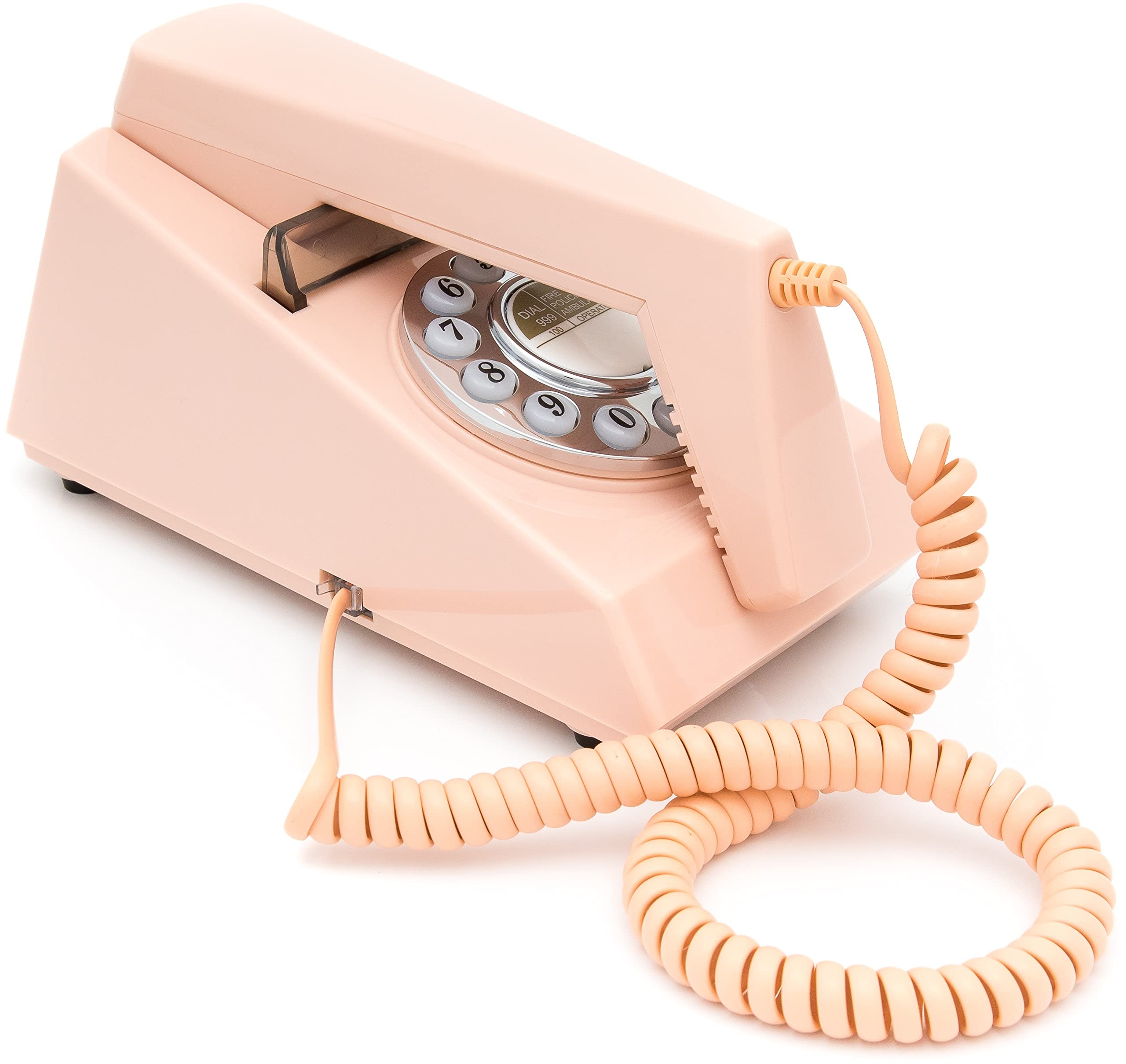 GPO Trim Telefono Fisso, con Filo, Quadrante con Tastierino e Suoneria a Campanello Autentica, per Casa e Hotel - Rosa