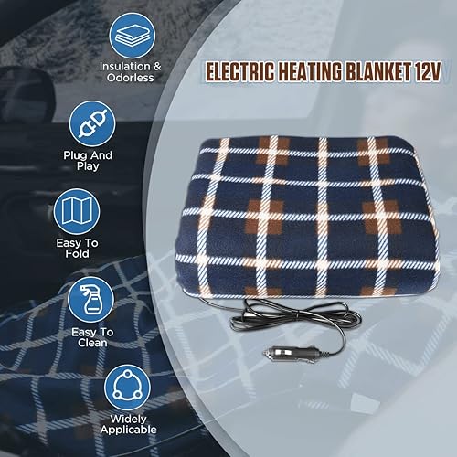 Miniatura 2 de Manta térmica para automóvil de 12 V, manta eléctrica con control de temperatura constante, manta de viaje imprescindible para viajes por carretera,
