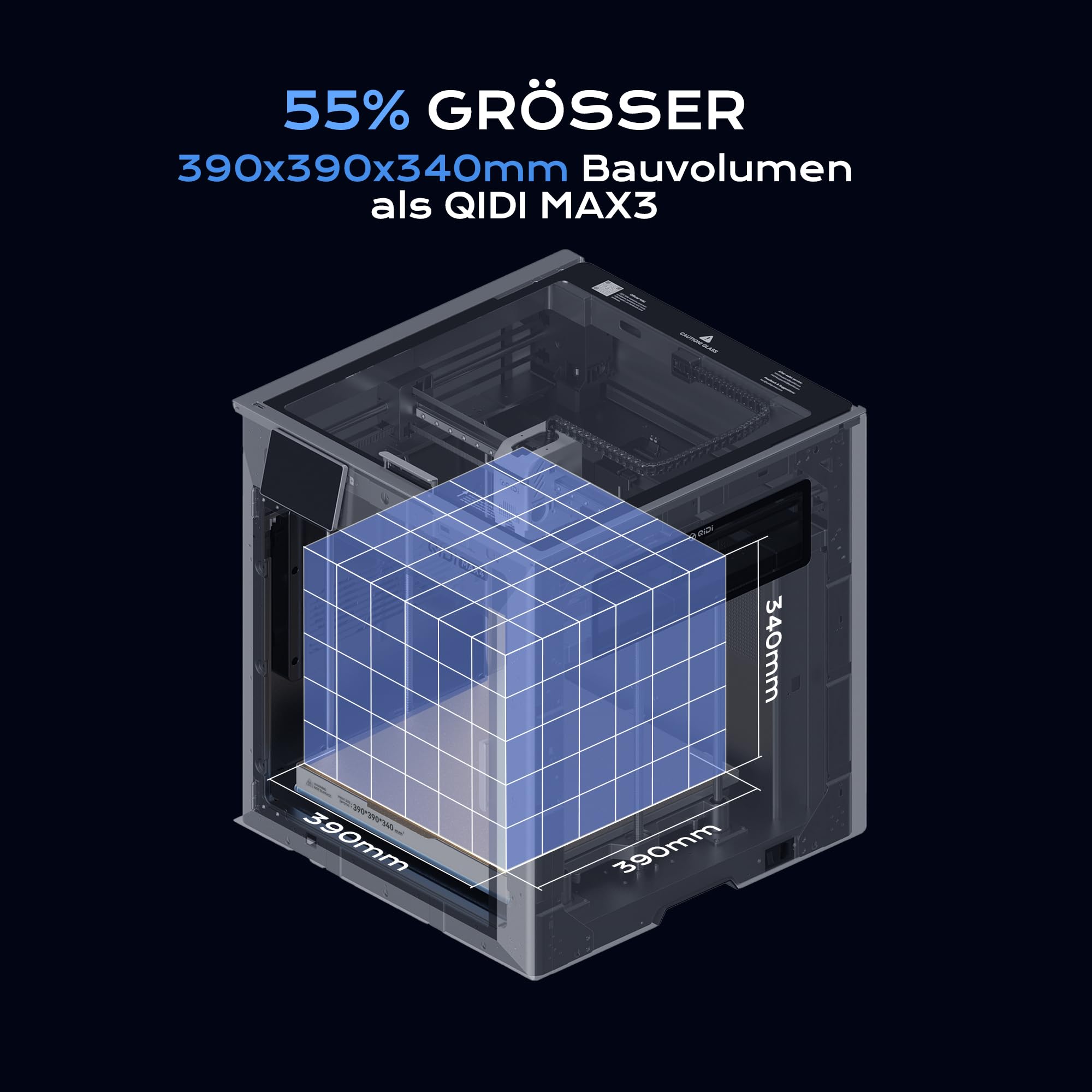 QIDI MAX4 Combo 3D-Drucker Mehrfarbig mit QIDI Box, 2026 Upgrade FDM 3D Printer, Extrem Großes Bauvolumen 390x390x340mm, 800 mm/s Höchstgeschwindigkeit, 65°C Beheizte Kammer, AI-Kamera, Auto-Leveling