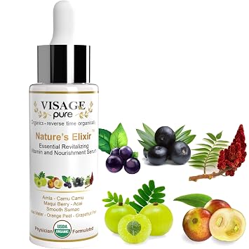 Natures Elixir - Skin Revitalizing and Nourishing Face Serum - USDA Organic - Physician Formulated - Research Supported