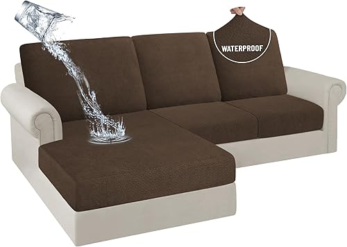 Miniatura 52 de HDCAXKJ Fundas de cojines de sofá seccional 100% impermeables, 8 piezas, funda seccional en forma de L, funda elástica para asiento de sofá chaise,