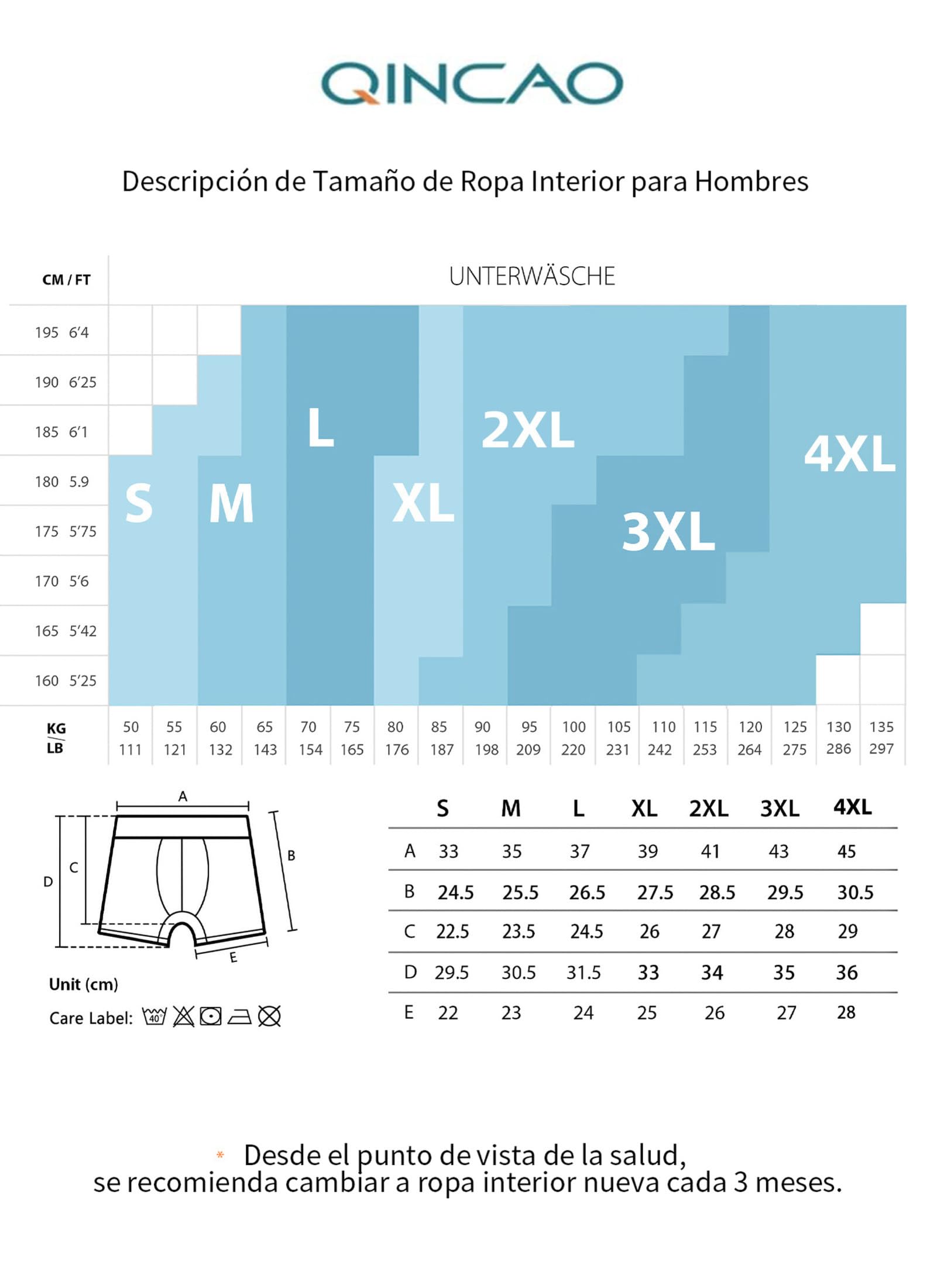 QINCAO Bóxer Hombre Algodón Paquete 6 Unidades Talla S-4XL